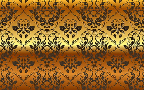 yellow and gray floral wallpaper, background, gold, pattern, vector, golden, ornament, vintage, gradient, HD wallpaper HD wallpaper