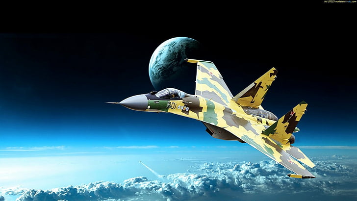 fighter, jet, military, russia, russian, su 35, su35, sukhoi, HD wallpaper