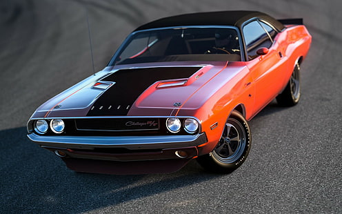 Dodge, Challenger, Muscle car, Dodge, Challenger, Muscle Car, front, rendering, background, HD tapet HD wallpaper
