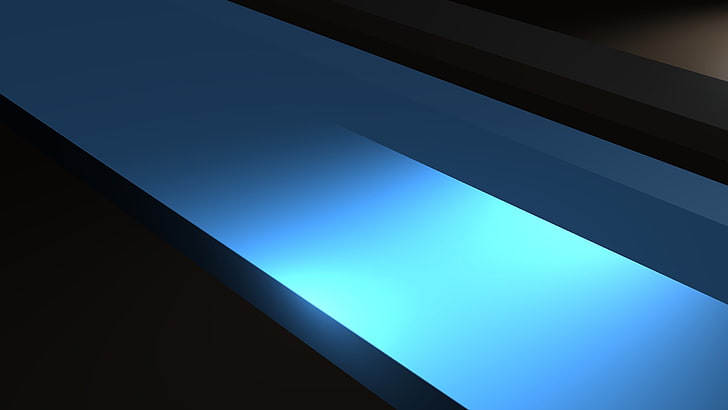 monitor komputer layar datar hitam, biru, sederhana, gelap, Wallpaper HD