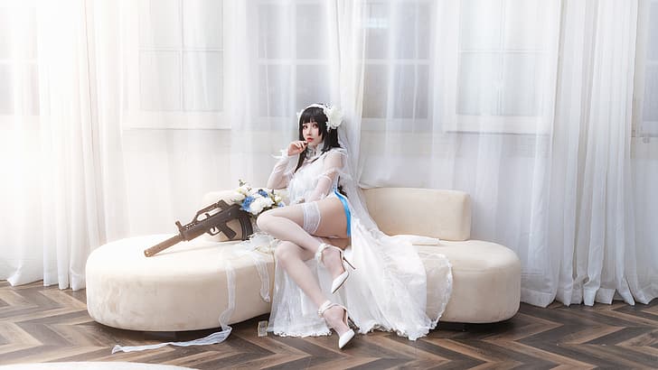 Rioko, cosplay, gaun bunga, Wallpaper HD