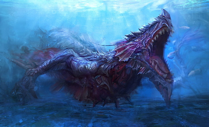 Fantasy, Sea Monster, Creature, Underwater, HD wallpaper