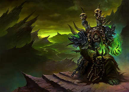 arte conceitual orc, Gul'dan, World of Warcraft, World of Warcraft: Senhores da Guerra de Draenor, videogames, arte de fantasia, HD papel de parede HD wallpaper