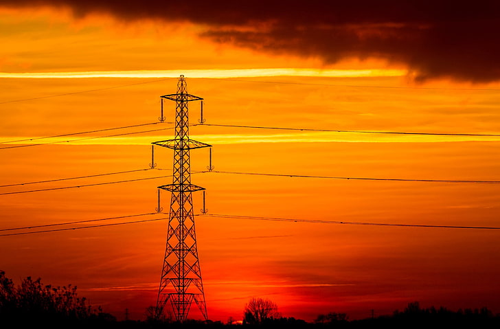 The Power and The Sun, Nature, Sun and Sky, Sunrise, England, Power, Generation, Electricity, Cable, unitedkingdom, lincolnshire, pylon, distribution, greatcoates, powergeneration, HD wallpaper
