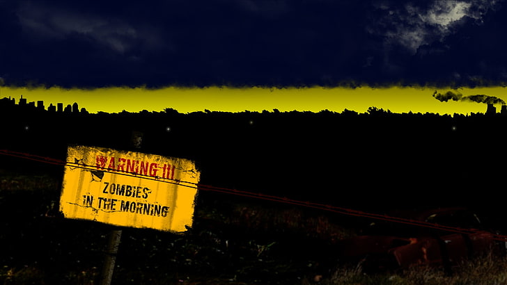 zombies in the morning product label, zombies, morning, warning signs, apocalyptic, HD wallpaper