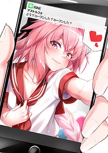 Fate Series, Fate / Apocrypha, Fate / Grand Order, anime boys, Rider of Black, Astolfo (Fate / Apocrypha), rosa hår, HD tapet HD wallpaper