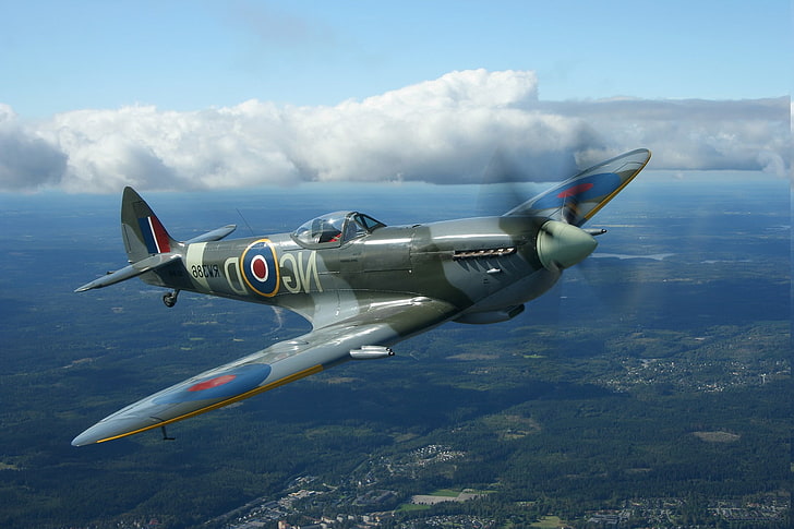 pesawat terbang, pesawat terbang, militer, Pesawat Militer, Royal Airforce, Spitfire, Supermarine Spitfire, Perang Dunia II, Wallpaper HD