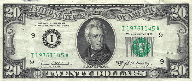 Банкнота от 20 щатски долара, бележка, Джаксън, Америка, щати, долари, обединени, федерални, резерв, HD тапет HD wallpaper