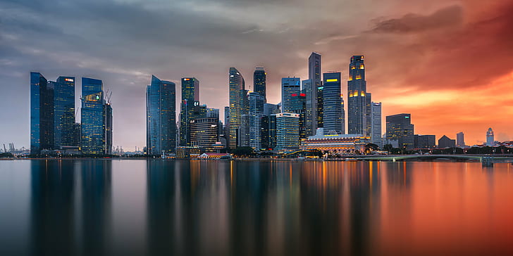 photography of high-rice building during golden hour, singapore, singapore, Skyline, Marina Bay, Singapore, photography, high, rice, building, golden hour, asia, city, licht, light, marina, modern, nacht, night, reflection, singapore, singapur, skyscraper, waterfront, Sunset, Cityscape, Architecture, Ocean  Sea, HDR Photography, nikon, Clouds, beautiful, bay, landmark, Colorful, Island, urban Skyline, downtown District, urban Scene, famous Place, dusk, building Exterior, built Structure, tower, HD wallpaper