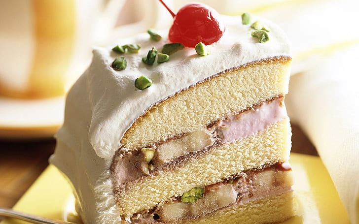 Ymmy Cake, 딸기 케이크, 과일, 쿨, 니스, 음식, 3d 및 초록, HD 배경 화면