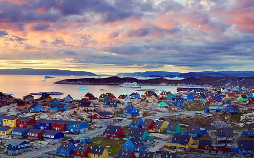 Groenlandia, casas, paisajes, 1920x1200, Fondo de pantalla HD HD wallpaper
