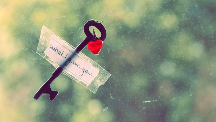 The Key To My Heart HD, heart, key, tape, what i gave you, HD wallpaper