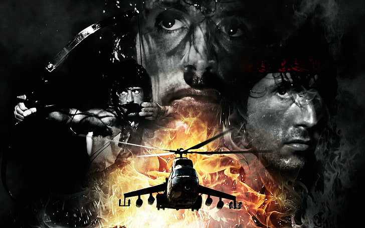 acción, aventura, drama, película, helicóptero, película, póster, rambo, guerrero, Fondo de pantalla HD
