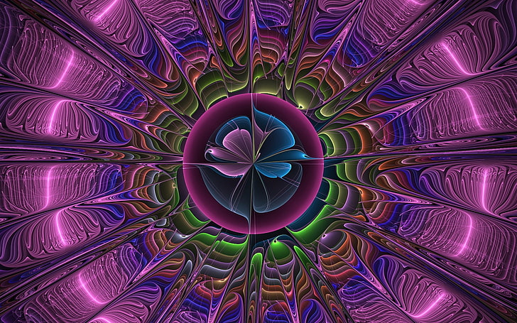 papier peint violet, vert et marron, plongées, cercle, modèle, lumière, Fond d'écran HD