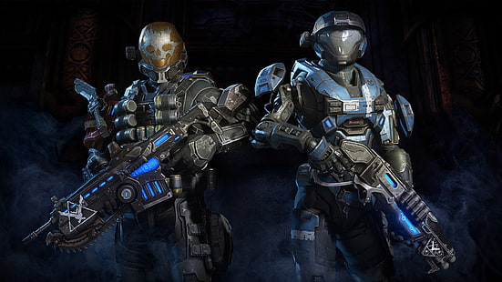 لعبة فيديو ، كروس أوفر ، Gears 5 ، Gears of War ، Halo ، Halo Reach، خلفية HD HD wallpaper