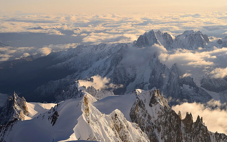 montagne, neve, inverno, Mont Blanc, Sfondo HD
