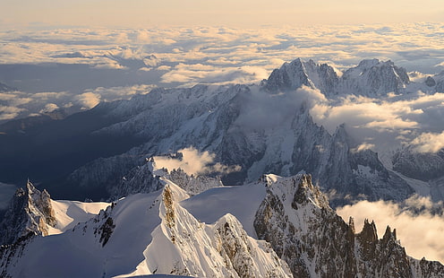 montañas, nieve, invierno, Mont Blanc, Fondo de pantalla HD HD wallpaper