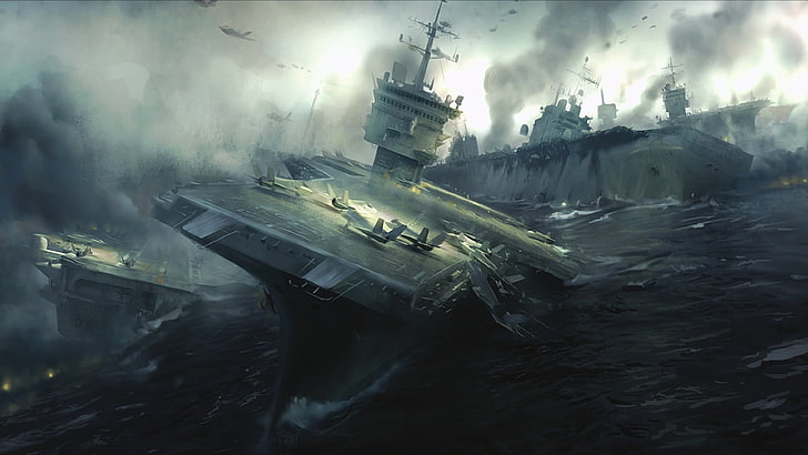 grå slagskepp, båt, HD tapet