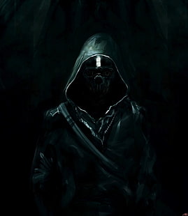 Mann mit schwarzem Leder-Kapuzenpullover mit Reißverschluss, Dishonored, Fan Art, Corvo, Videospiele, HD-Hintergrundbild HD wallpaper