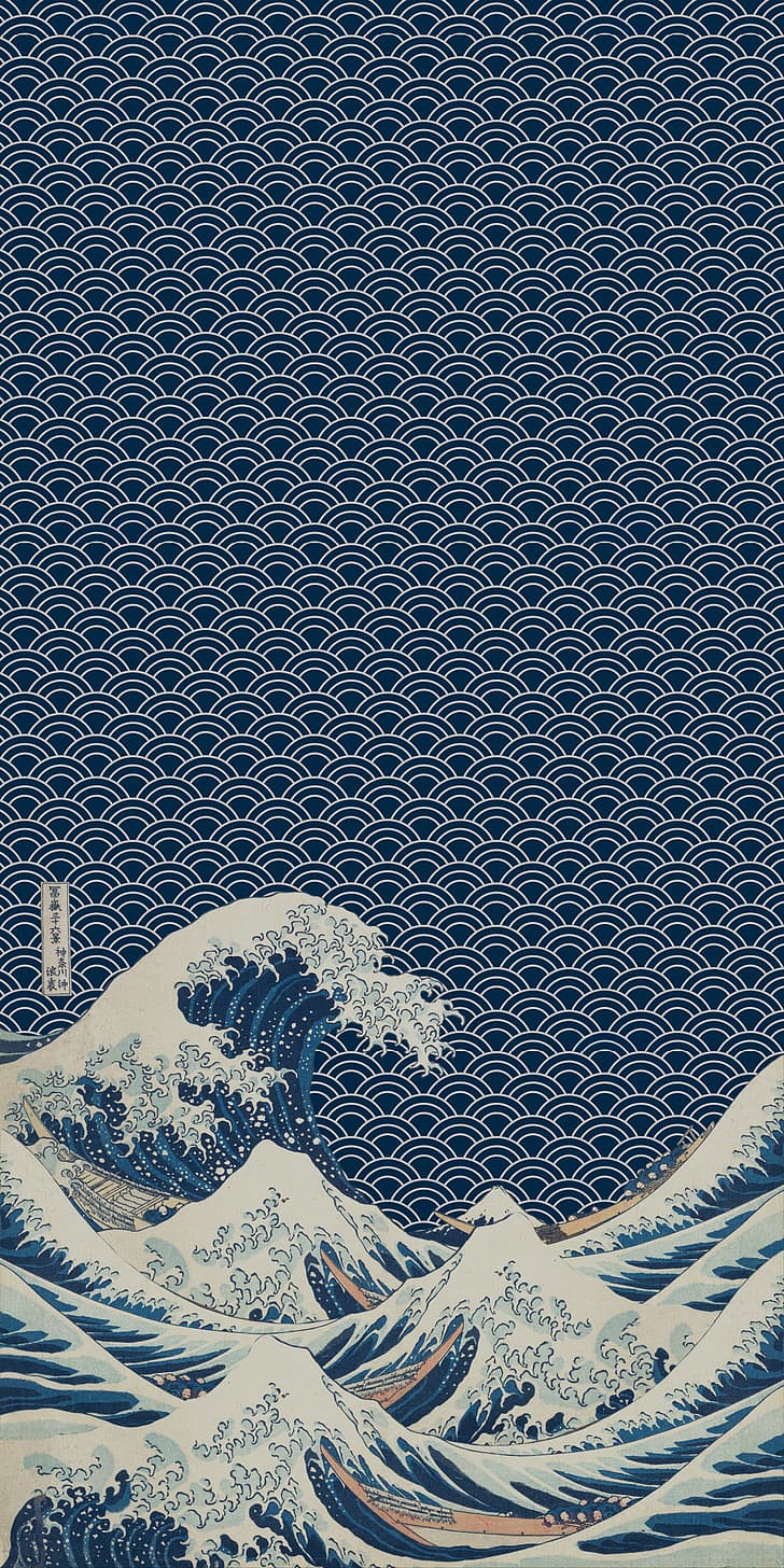 Kanagawa, Hokusai, japanische Kunst, Telefon, Muster, HD-Hintergrundbild, Handy-Hintergrundbild