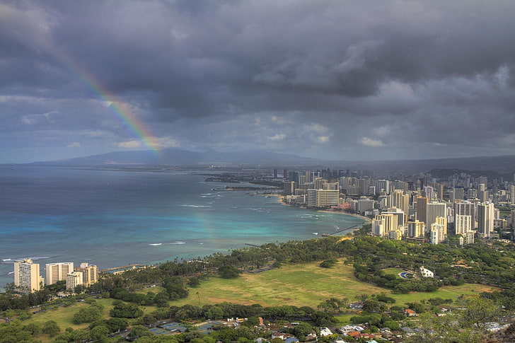 Earth, Rainbow, Oaha, Waikiki, HD wallpaper