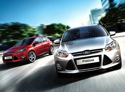 Ford Focus, två ford focus, ford, focus, tuning, bilar, HD tapet HD wallpaper