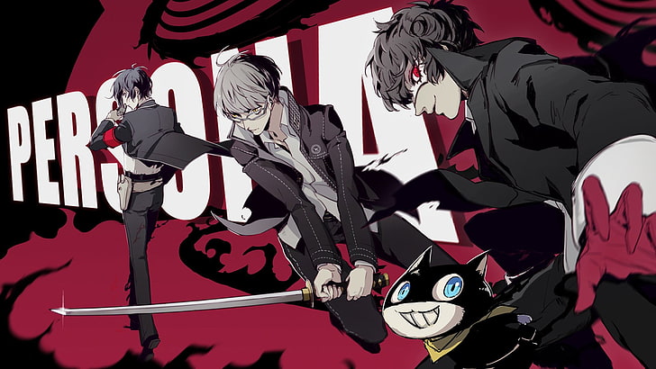 Persona, Anime, Joker (Persona), Minato Arisato, Morgana (Persona), Videospiel, Yu Narukami, HD-Hintergrundbild