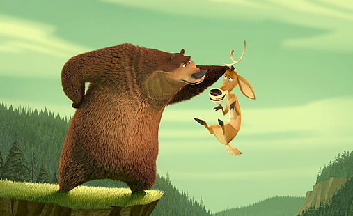 Martin Lawrence As Boog The Grizzly Bear And..., Open Season characters wallpaper, Cartoons, Open Season, Bear, Deer, Grizzly, Mule, animation movie, Elliot, Boog, Horned, grizzly bear, martin lawrence, ashton kutcher, HD wallpaper HD wallpaper