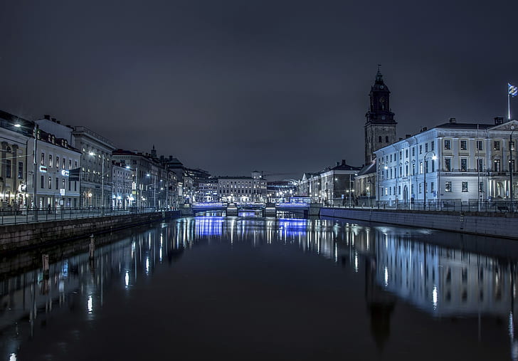 noite, Suécia, Gotemburgo, HD papel de parede