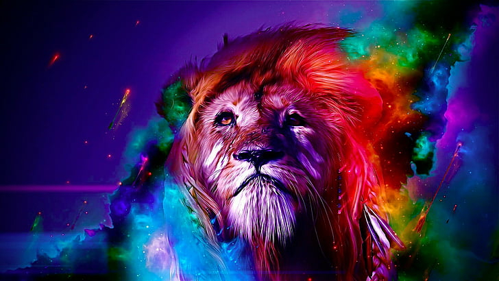 美しいライオン ライオンのデジタル壁紙 エアロ カラフル Hdデスクトップの壁紙 Wallpaperbetter