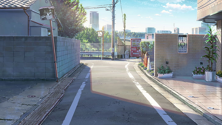 doğal sokaklar, şehir, binalar, Anime, HD masaüstü duvar kağıdı