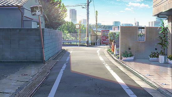 kimi no na wa, ถนนอะนิเมะ, สวยงาม, เมือง, อาคาร, Anime, วอลล์เปเปอร์ HD HD wallpaper