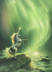 الخيال ، الحصان ، الضوء ، بيغاسوس ، وحيد القرن، خلفية HD HD wallpaper