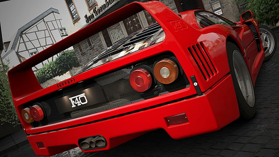 red cars, car, vehicle, Ferrari, Ferrari F40, HD wallpaper HD wallpaper