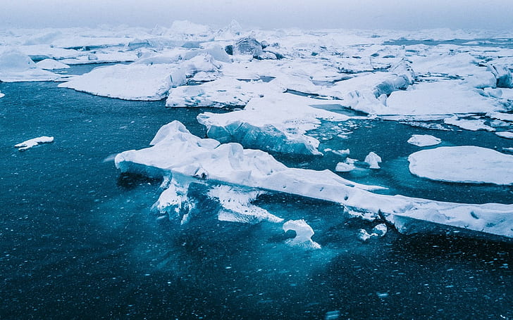 природа, Арктика, лед, море, синьо, бяло, сняг, HD тапет