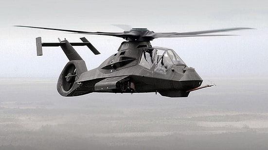 elicottero da guerra nero, elicotteri militari, Boeing-Sikorsky RAH-66 Comanche, Sfondo HD HD wallpaper