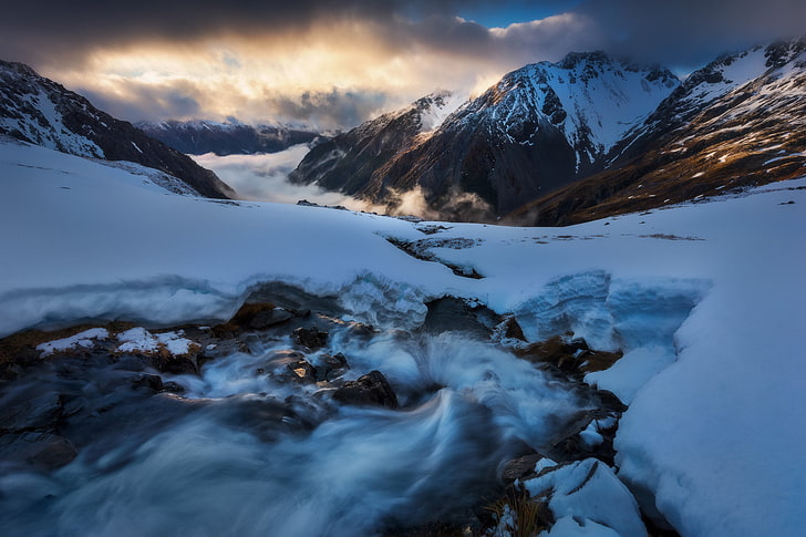 الثلج والجليد والمناظر الطبيعية والطبيعة والجبال، خلفية HD