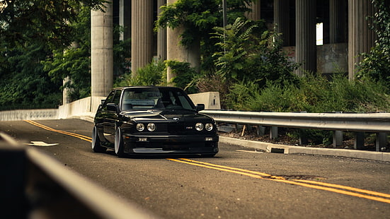 black BMW sedan, BMW M3, car, BMW E30, HD wallpaper HD wallpaper