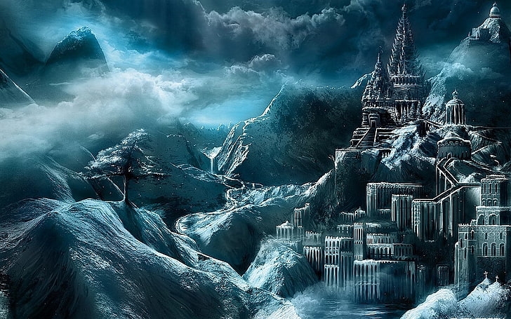 замък на планински плакат, замъци, замък, HD тапет