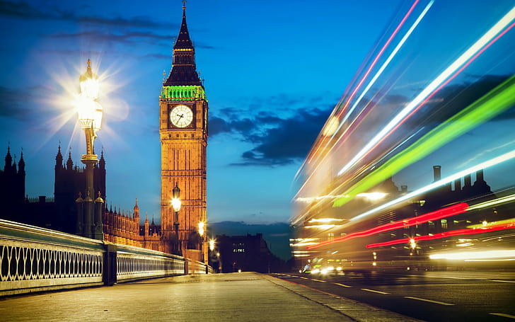 London, Big Ben, Inggris, London, Big Ben, Inggris, Inggris Raya, Inggris Raya, kota, Malam, jalan, pencahayaan, lampu, jembatan, Wallpaper HD