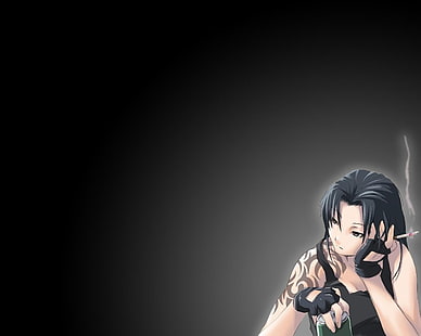 Anime-Charakterillustration der schwarzen behaarten Frau, schwarze Lagune, Revy, HD-Hintergrundbild HD wallpaper