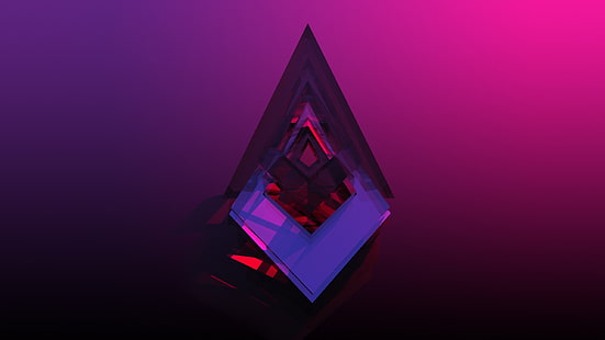 紫と赤の宝石、三角形のピンクの装飾の写真、カラフルな抽象、幾何学、紫、ジャスティンマラー、グラデーション、 HDデスクトップの壁紙 HD wallpaper