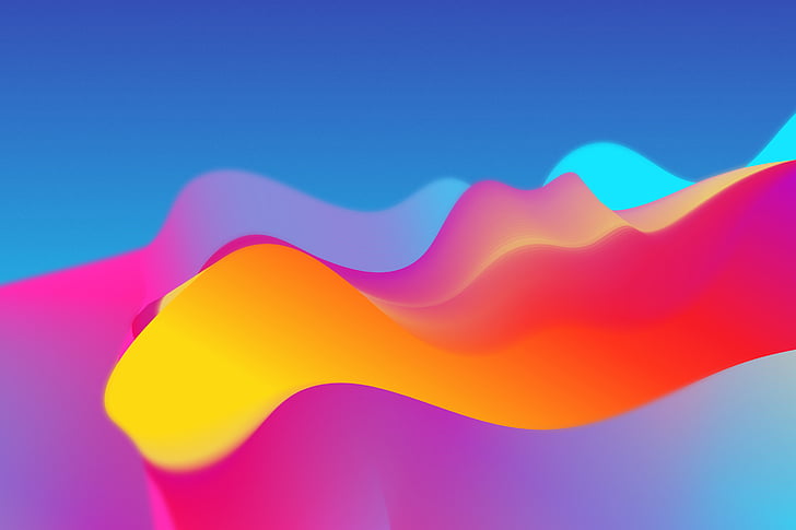 Waves, Colorful, Neon, HTC U12 Plus, Stock, HD, HD wallpaper