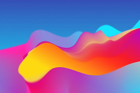 Waves, Colorful, Neon, HTC U12 Plus, Stock, HD, HD wallpaper HD wallpaper