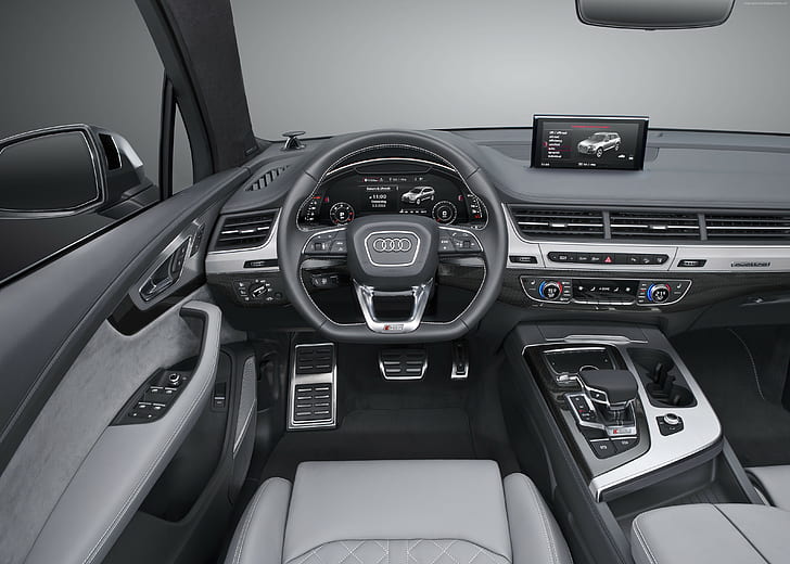 crossover, Geneva Auto Show 2016, interior, Audi SQ7 TDI, Wallpaper HD