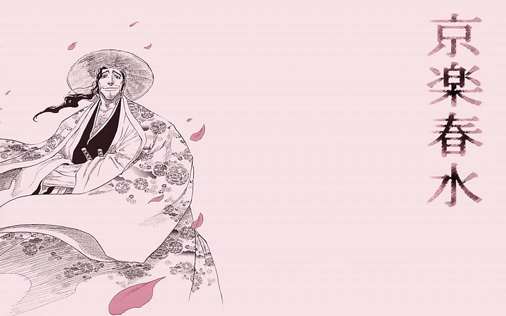 белина цветни венчелистчета shunsui kyoraku 1280x800 Anime Bleach HD Art, белина, венчелистчета на цветя, HD тапет