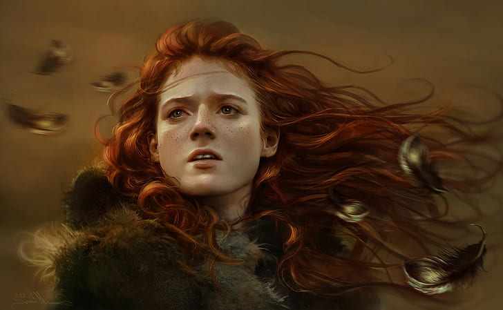 artwork, viso, Game Of Thrones, capelli rossi, donne, Ygritte, Sfondo HD