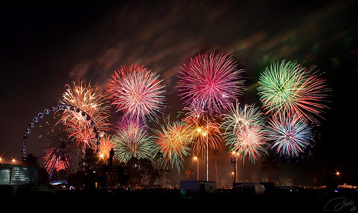 colorato, fuochi d'artificio, felice, nuovo anno, nuovo anno 2015, Sfondo HD