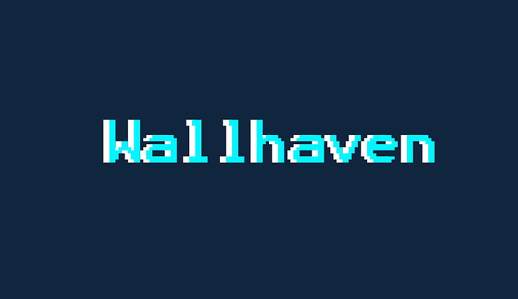 wallhaven, pixels, text, typography, minimalism, blue background, HD wallpaper