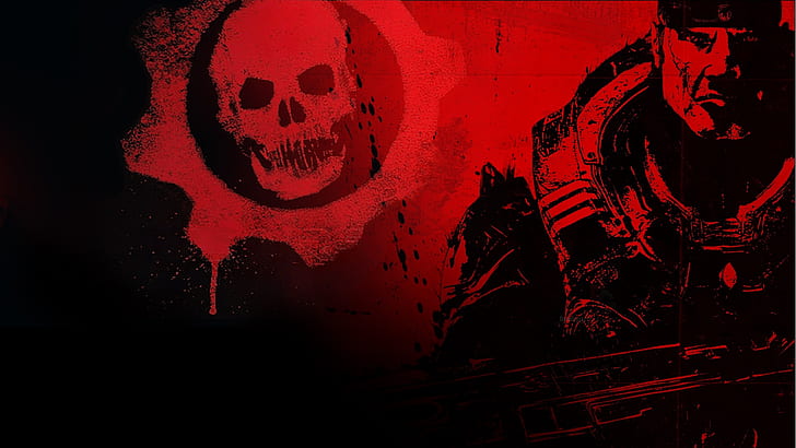 Red Gears of War HD, видео игри, червено, война, съоръжения, HD тапет